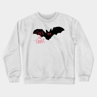 cute bat silhouette with trick or treat typography for halloween Crewneck Sweatshirt